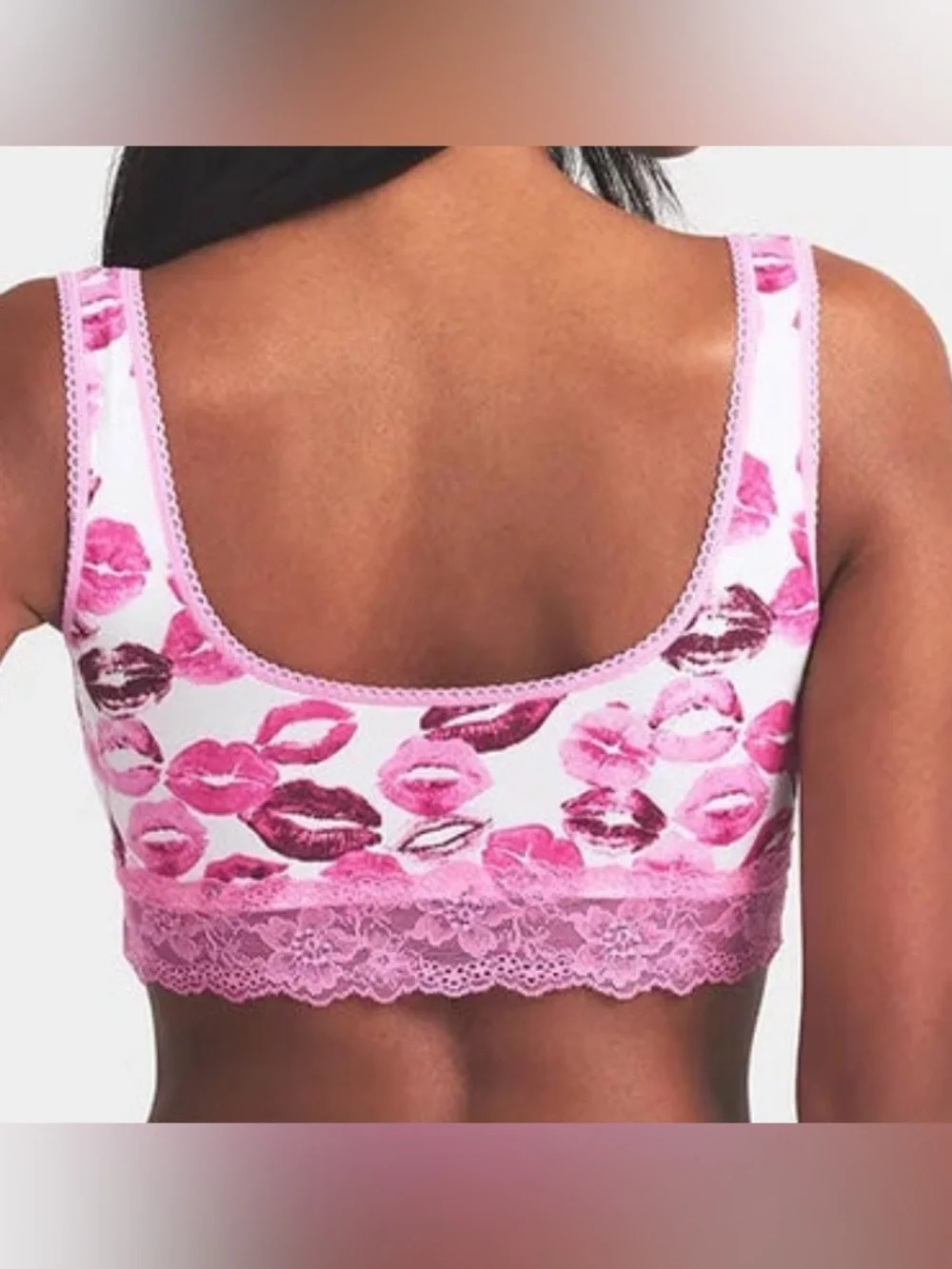 SKIMS Lightweight Cotton Lace Bralette Boyshort Set | Pink Allover Lipstick | XL